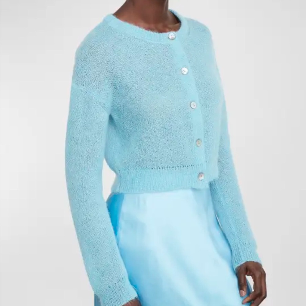 Vince NWOT Brushed Knit Cropped Blue Women's Cardigan